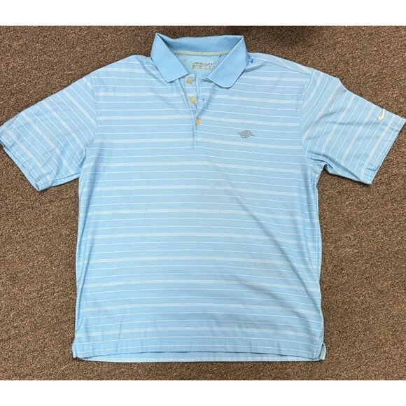 Nike Golf Disney Polo Shirt Mens Medium Light Blue Striped Performance Dri-Fit - Picture 1 of 3